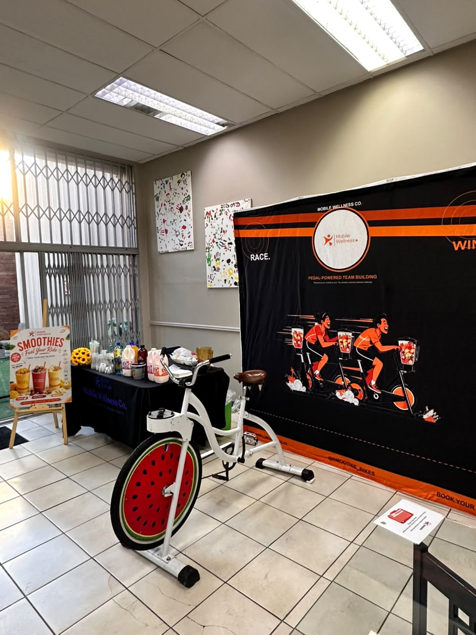 Smoothie bike hire in Vereeniging — corporate wellness day activation