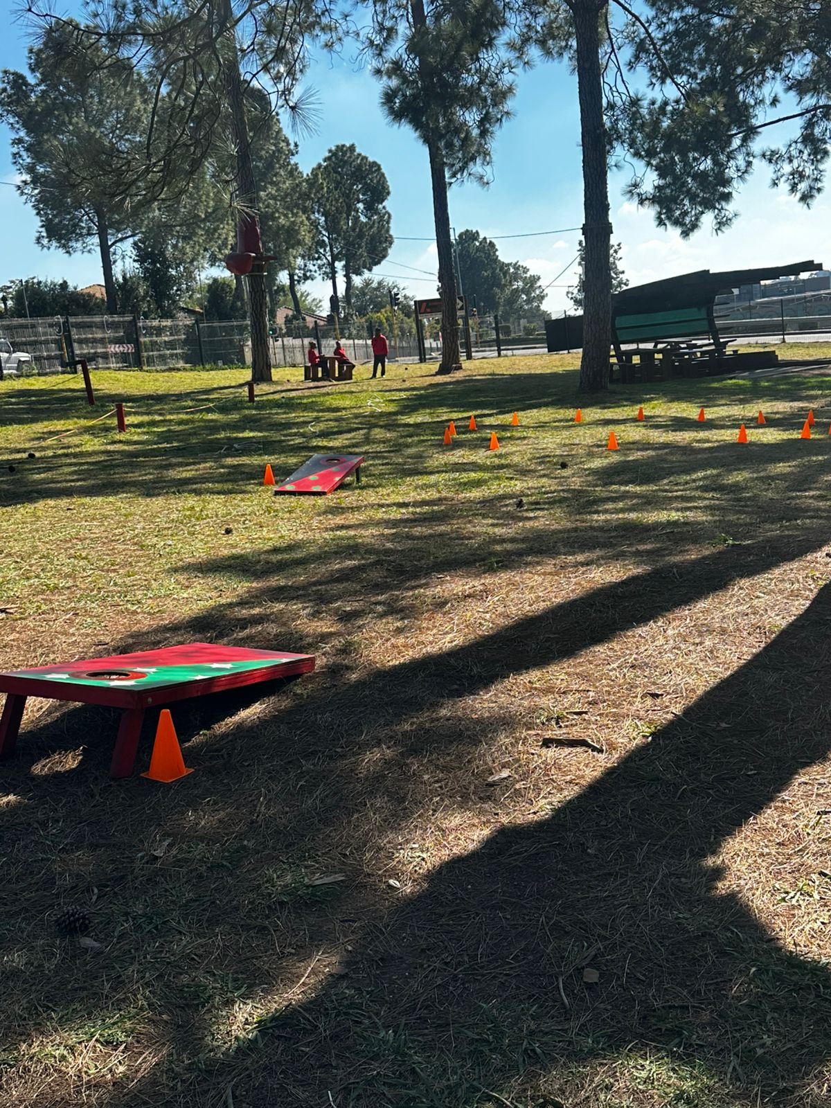 Outdoor team building cones challenge