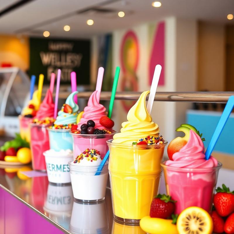 Frozen yoghurt station served at a corporate wellness activation